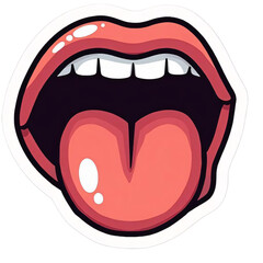Open Mouth with Pink Tongue Graphic Illustration on Transparent Background