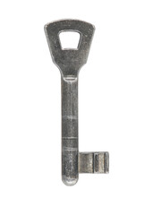 A silver key with a hole in the middle