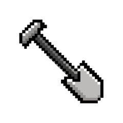 Pixel Shovel Icon &ndash; Garden and Construction Tool in 8-Bit Pixel Art Style

