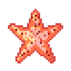 Pixel Starfish Icon – Marine Animal in 8-Bit Pixel Art Style

