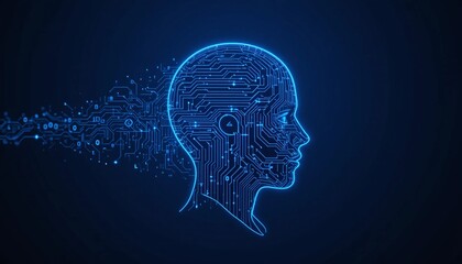 Artificial intelligence brain shows digital technology and machine learning concept