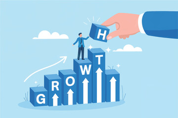 Business growth concept flat vector illustration isolated on transparent background