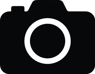 Silhouette of digital camera simple black and white Vector Illustration