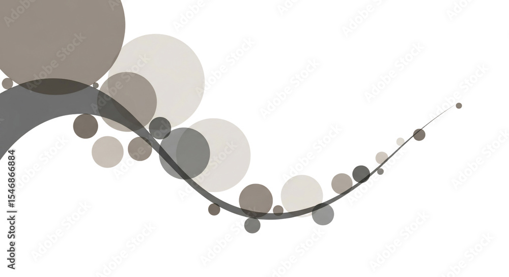 Poster abstract modern design featuring a gracefully flowing wave line composed of overlapping circles in v
