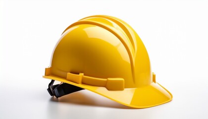 Fototapeta premium construction safety gear yellow hard hat workplace product industry focus isolated on white background