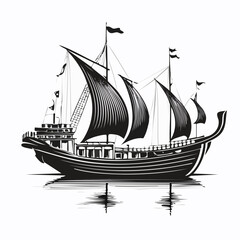 Traditional Dhows Stock Vectors and Vector Art Isolated on white background.