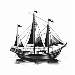 Traditional Dhows Stock Vectors and Vector Art Isolated on white background.