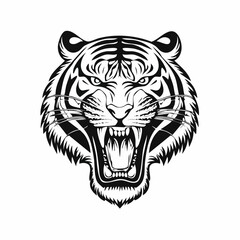 Roaring Tiger Head Image Vector. Angry Tiger Roar Head Vector Image on white background.