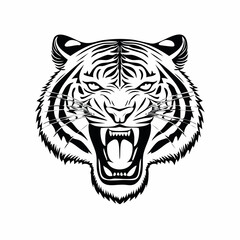 Roaring Tiger Head Image Vector. Angry Tiger Roar Head Vector Image on white background.
