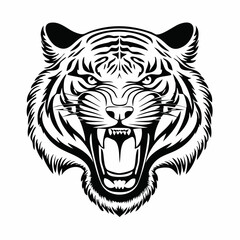 Roaring Tiger Head Image Vector. Angry Tiger Roar Head Vector Image on white background.