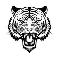 Roaring Tiger Head Image Vector. Angry Tiger Roar Head Vector Image on white background.