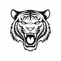Roaring Tiger Head Image Vector. Angry Tiger Roar Head Vector Image on white background.