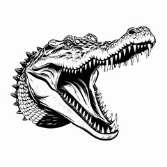 Crocodile Attack Image Vector. Roaring Crocodile Head Vector Illustration.