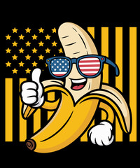 Funny Patriotic Banana American Flag Sunglasses Retro