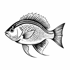 Underwater Fish Vector Image Isolated on white background.