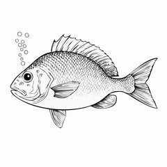 Underwater Fish Vector Image Isolated on white background.