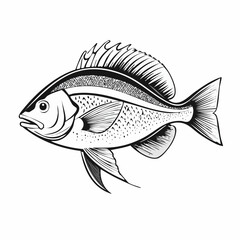 Underwater Fish Vector Image Isolated on white background.