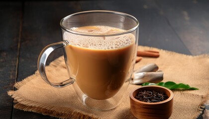 teh tarik malaysian hot milk tea in a glass