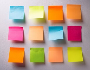 Fototapeta premium colorful paper notes sticky on white wall background