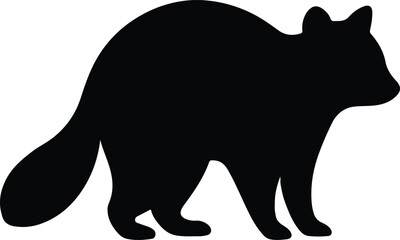 Silhouette Raccoon walking isolated on white background Vector Illustration