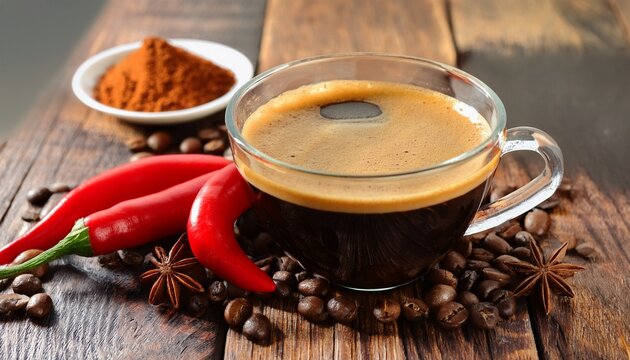 sweet and spicy coffee beverage with chili peppers