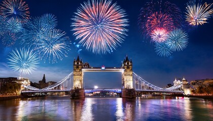 tower bridge illuminated by fireworks © Aidan