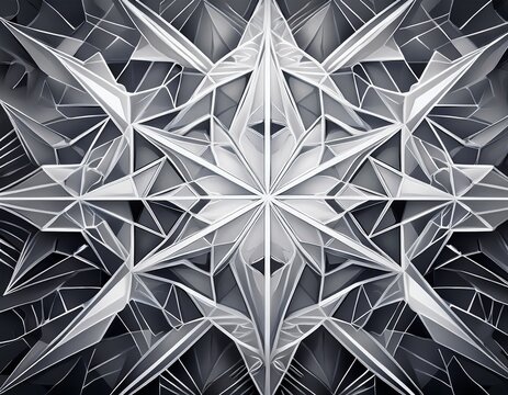 an intricate geometric crystal like pattern with white clean lines promoting a sense of order and precision