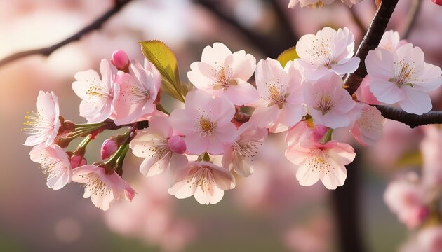 pink and white cherry blossom flowers on tree in early spring