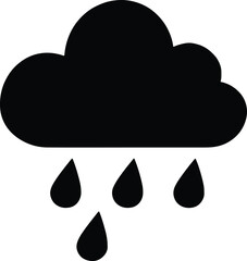 Silhouette rain cloud with raindrops black and white Vector Illustration