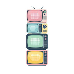 Stack of retro television sets vector illustration vintage tv sets old technology television sets vector art