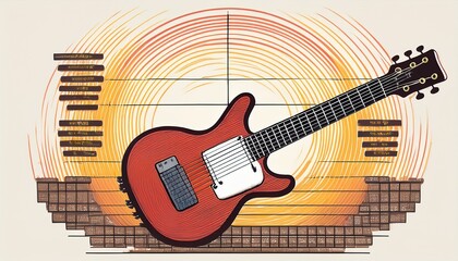 guitar chords chart poster illustration isolated on white background