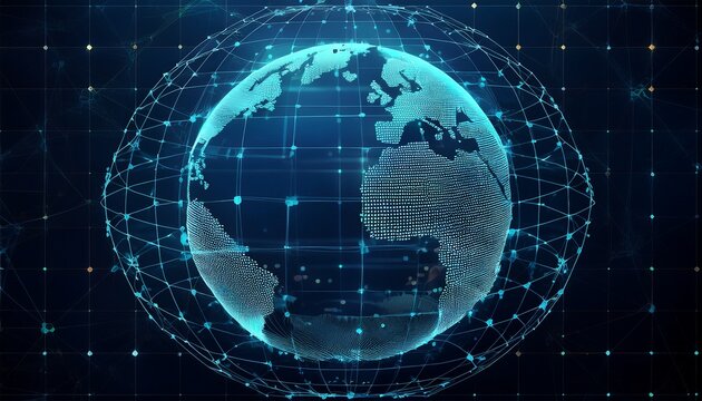 global data visualization earth technology digital communication network