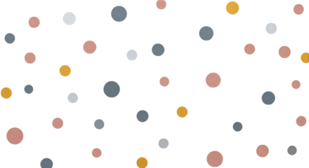 Scattered pastel pink, grey, and yellow dots form a playful abstract pattern on a crisp white background. This modern and minimalist design is a versatile graphic resource for digital wallpaper