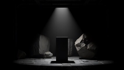 Mysterious Monolith Enigma in Shadowy Realm