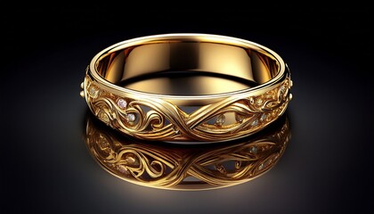 golden ring isolated on black background isolated on white background