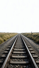 Fototapeta premium a single railway track stretching from the foreground into the distance.