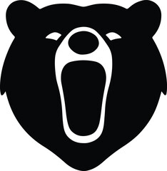 Silhouette roaring bear head logo grizzly face Vector Illustration