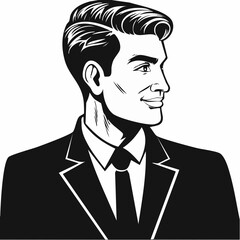 Handsome businessman looking out Image vector isolated on white background.