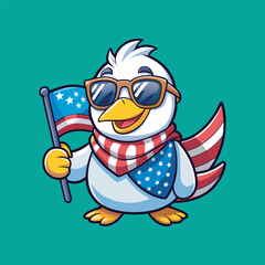 Adorable USA duck cartoon vector art File
