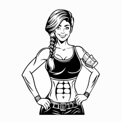 Muscular Lumberjack vector. Black and white Muscular Lumberjack Images on white background.