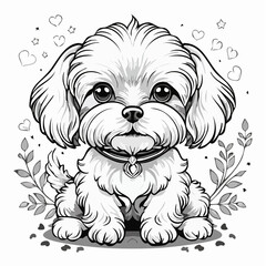Cute white Maltese puppy image vector on white background