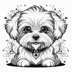 Cute white Maltese puppy image vector on white background