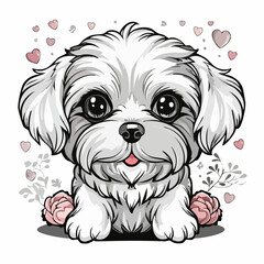 Cute white Maltese puppy image vector on white background