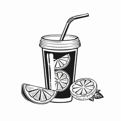 Lemon Iced Tea Recipe Image vector isolated on White Background.