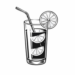 Glass of Ice Tea with Lemon Image vector isolated on White Background.