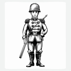 Obraz premium Vintage Style Toy Soldier Action Figure With Realistic Design vector isolated on white background.