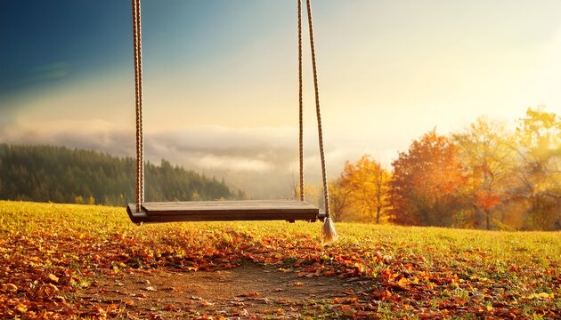 empty swing in autumn