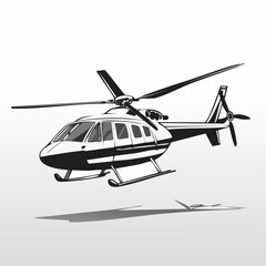 Passenger helicopter flying through the sky Image vector isolated on white background.