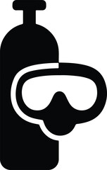 Silhouette scuba diving equipment tank and mask Vector Illustration