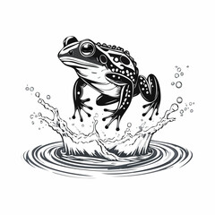 Frog Jumping Out Of Water Image Vector isolated on white background.